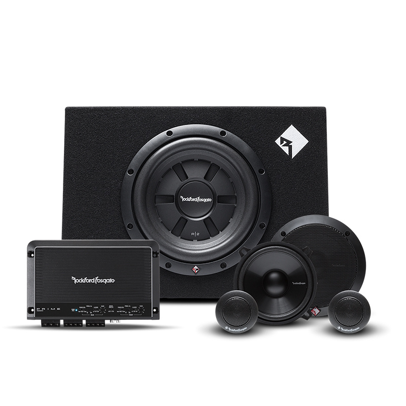 Rockford Fosgate R250X4 med R2S-1X10 baslåda og Prime-kitsystem