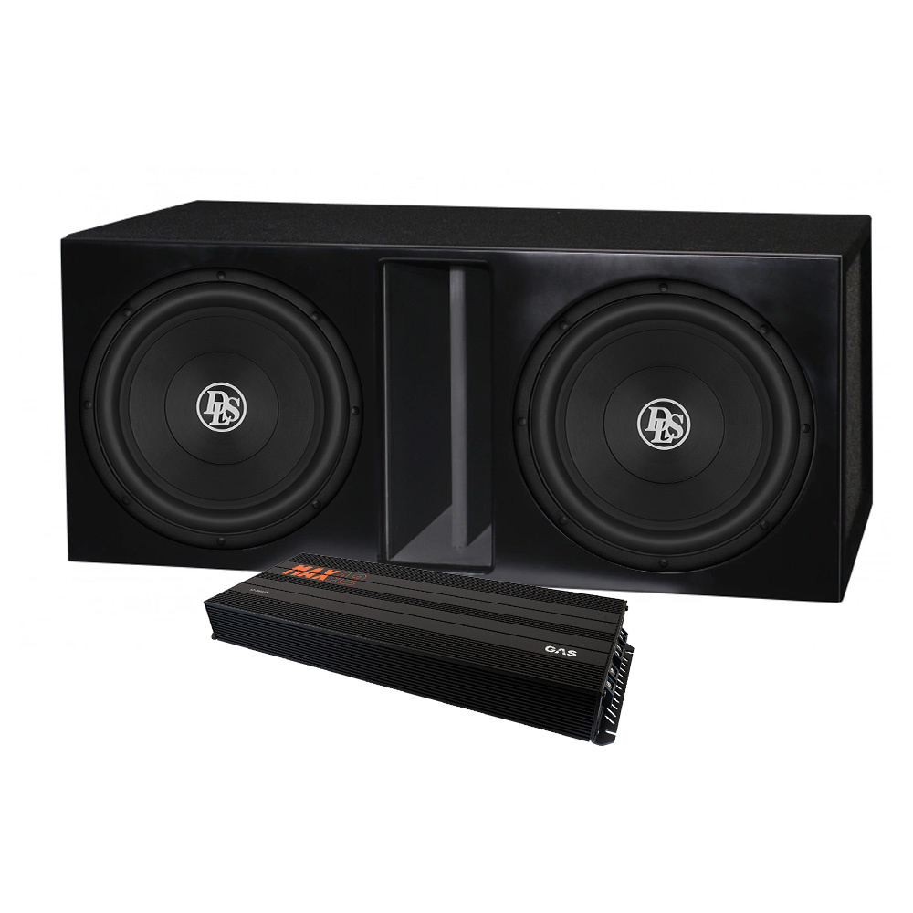 2-pak DLS RCW12.D2 i kasse med GAS MAX A2-2500.1DL, baspakke