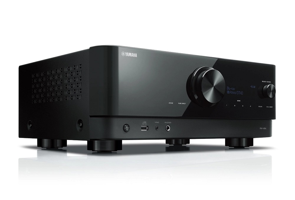 Yamaha RX-V4A & DLS Flatbox Slim Large On-Wall 5.0 hemmabiopaket, mattsvart