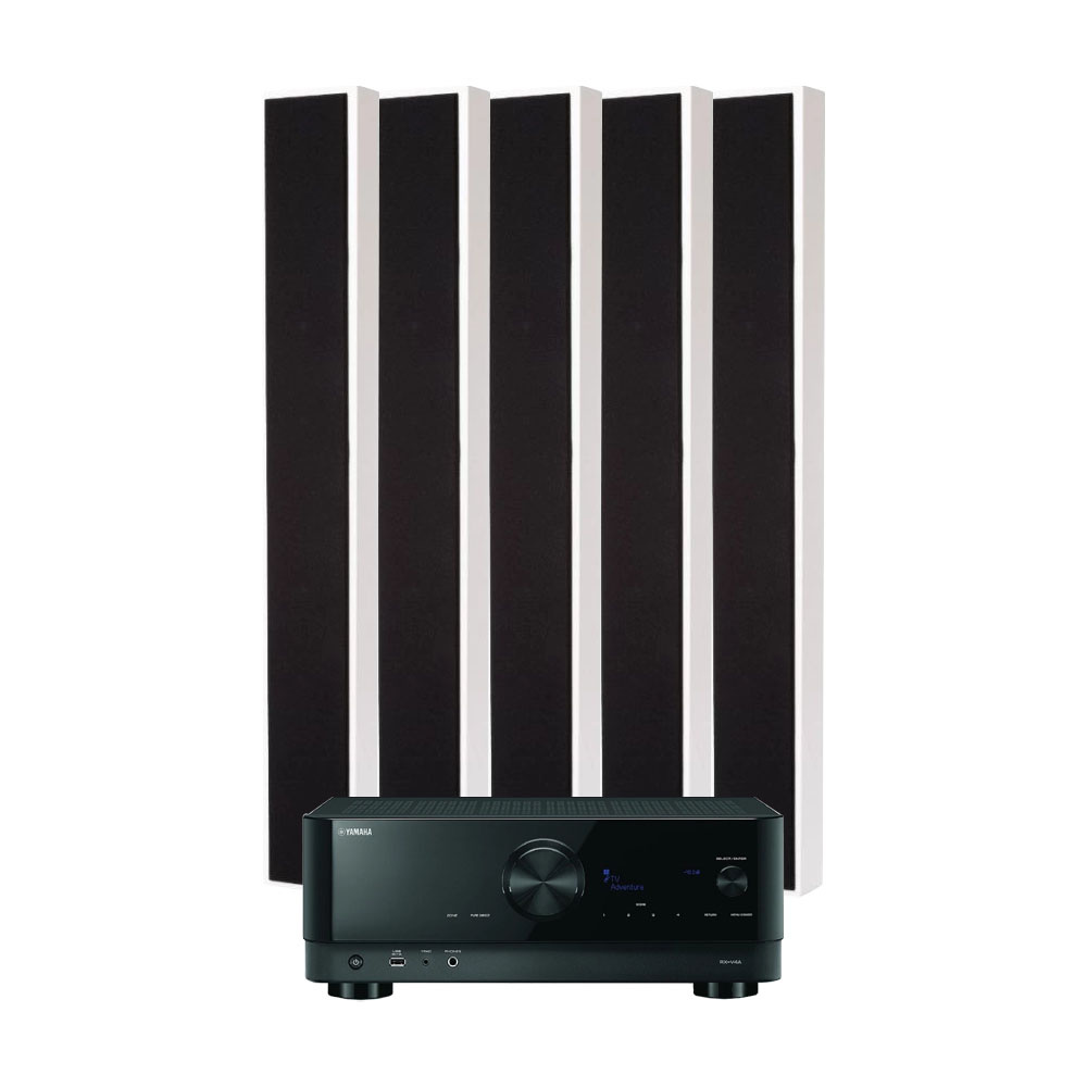 Yamaha RX-V4A & DLS Flatbox Slim XL 5.0 hjemmebiografpakke, hvid