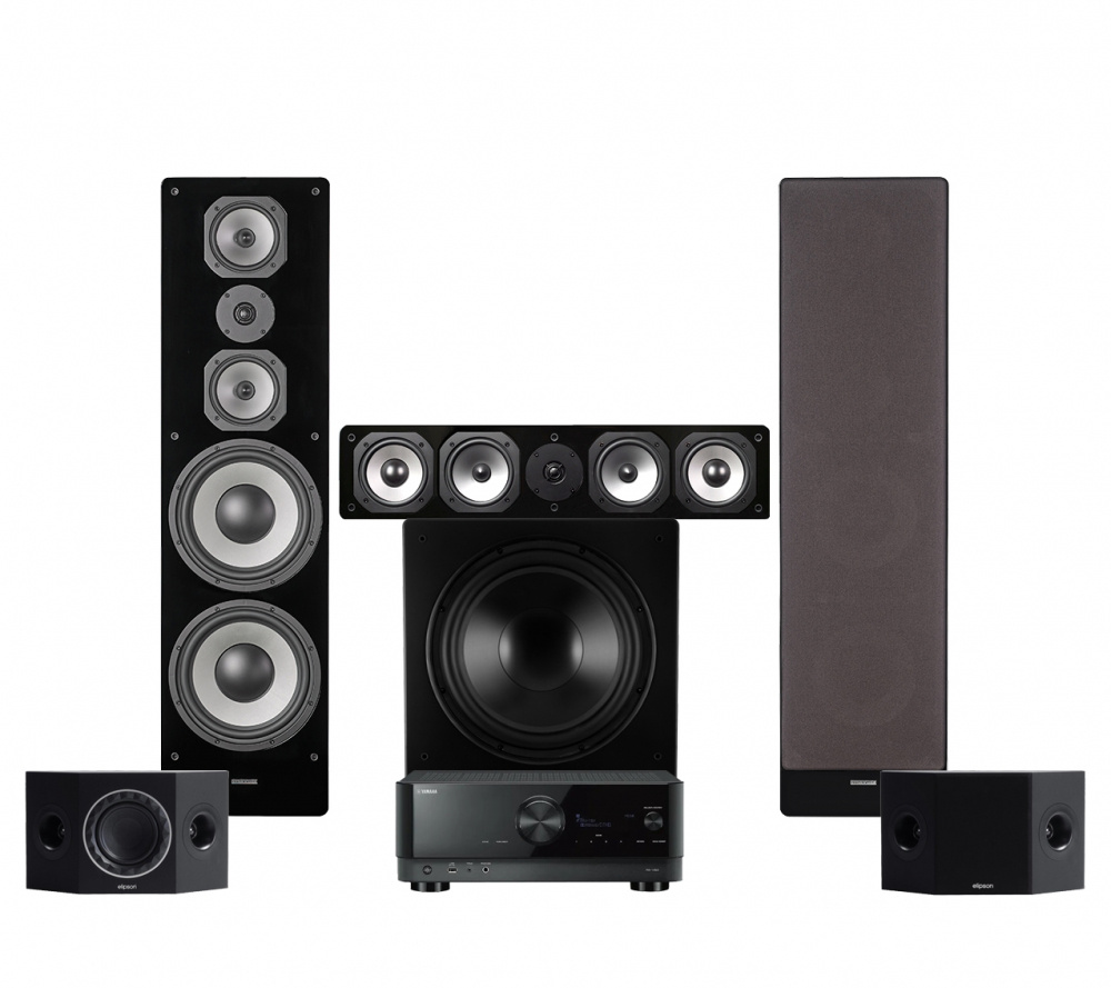 Yamaha RX-V6A & Dynavoice Challenger M-105 EX v.4 Facet 5.1 hjemmebiografpakke, sort