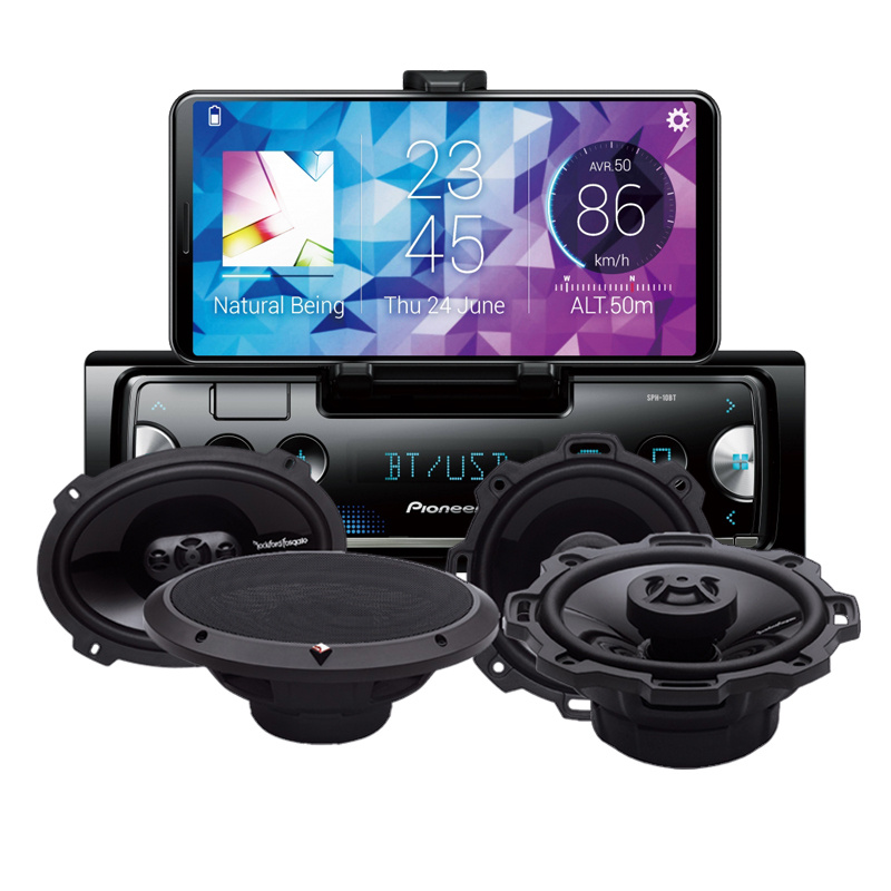 Pioneer SPH-10BT & Rockford Punch-högtalare