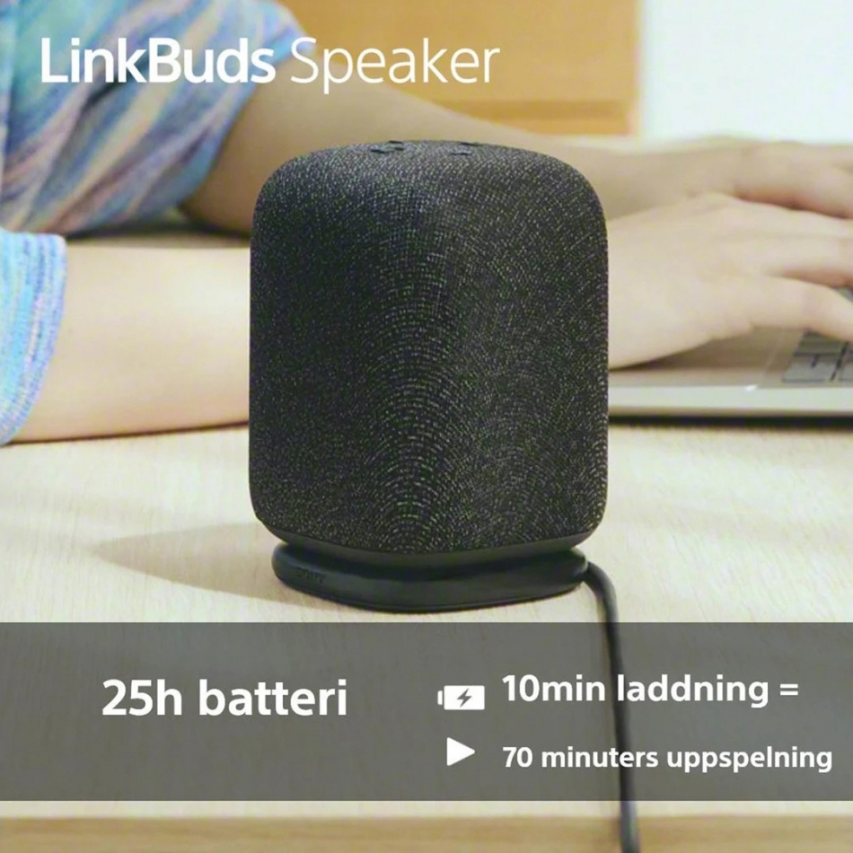 Sony LinkBuds Speaker trådløs bærbar højttaler med Bluetooth, sort