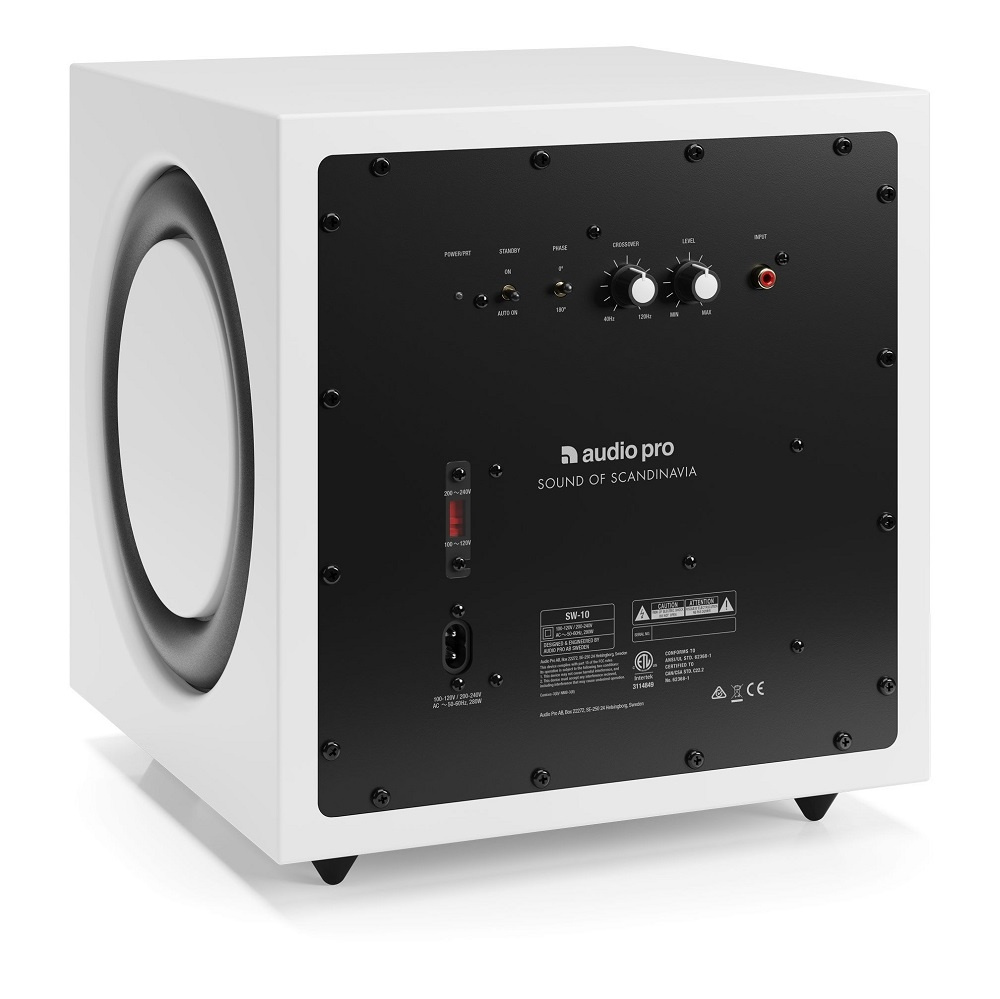 2-pak Audio Pro SW10, aktiv subwoofer hvid