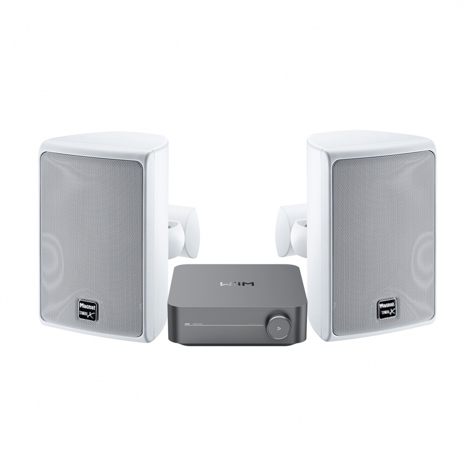 WiiM Amp & Magnat Symbol X 130 udendørshøjttalere, hvid