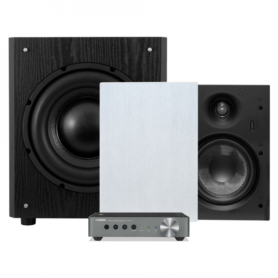 Yamaha WXA-50 & System One IW690 med subwoofer, 2.1 stereopaket